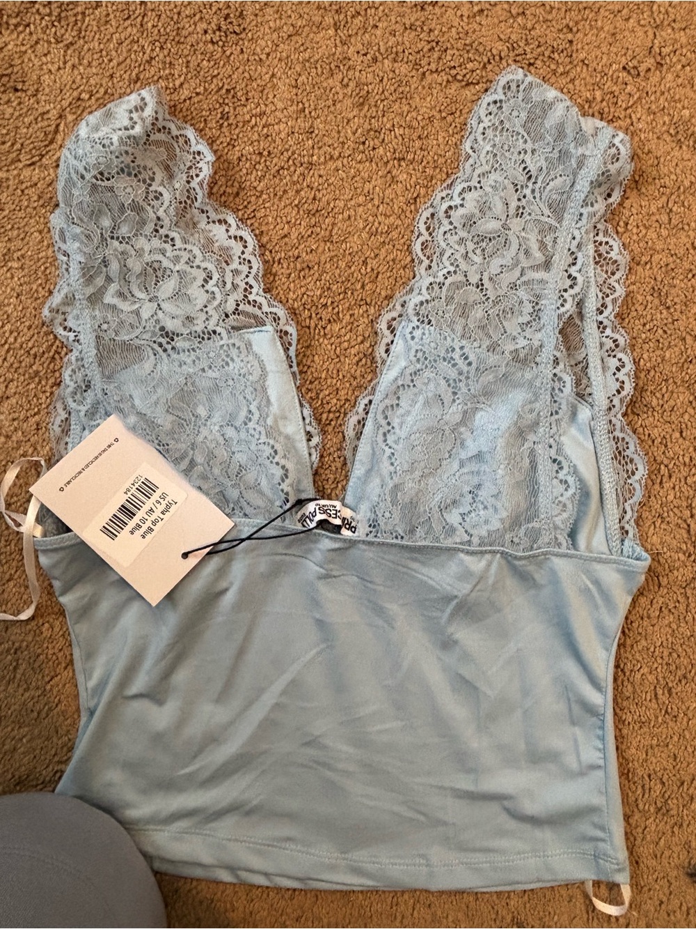 Princess Polly Light Blue Lace Bralette Cami - Picture 2 of 2